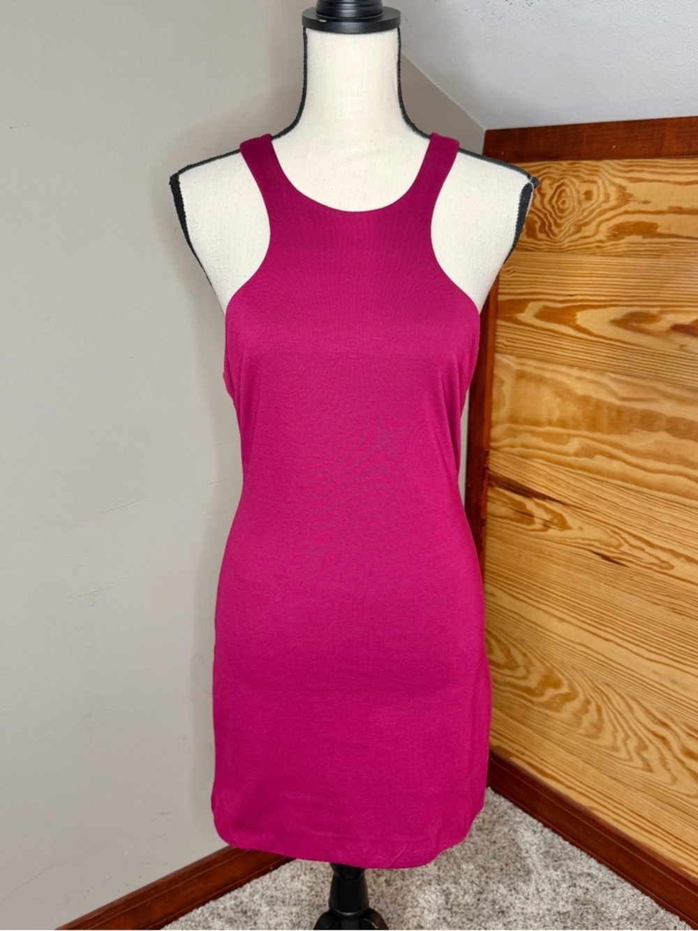 One Clothing Racerback Bodycon Mini Dress Fuchsia Pink Medium M Party Night Out